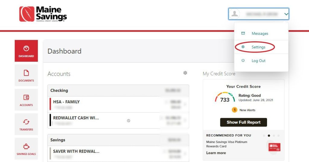 Dashboard Favorites Maine Savings Federal Credit Union Maine